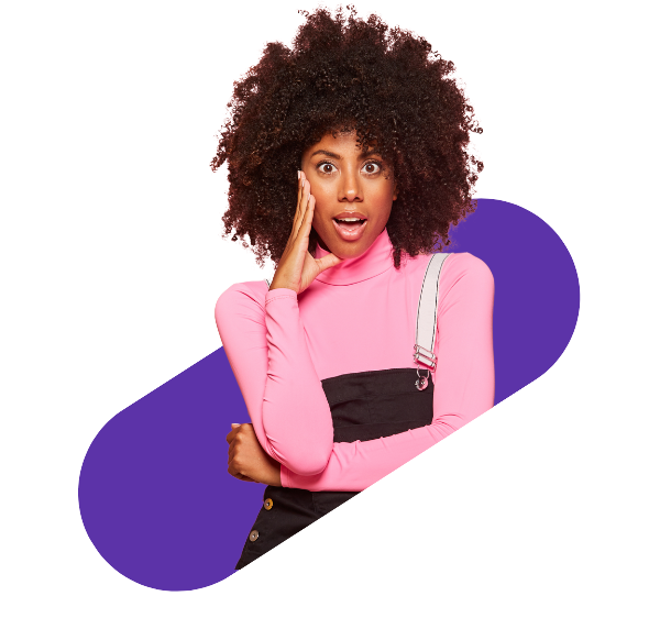 surprised and smiling woman