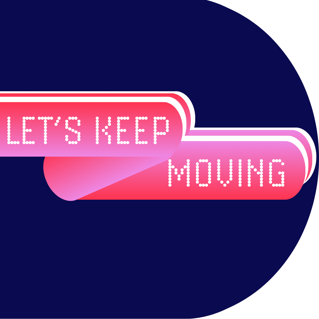 Let's keep moving capsule 40 years blue background