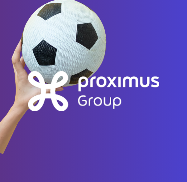 ball on purple background with Proximus logo