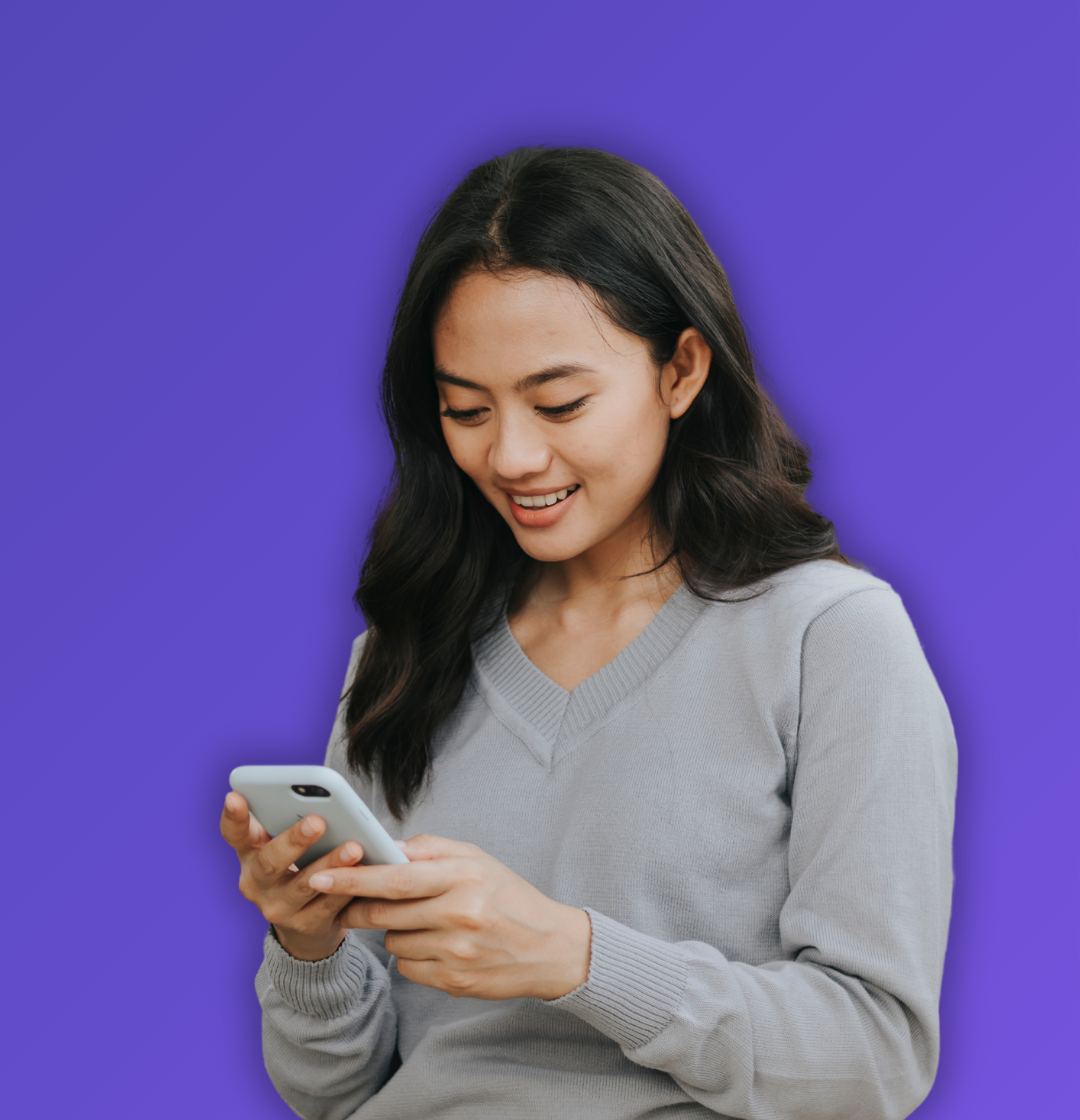 woman side view on her phone