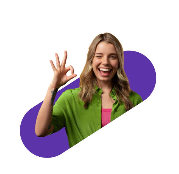 Smiling woman making the OK sign