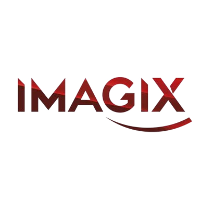 Imagix brand card white background logo in red