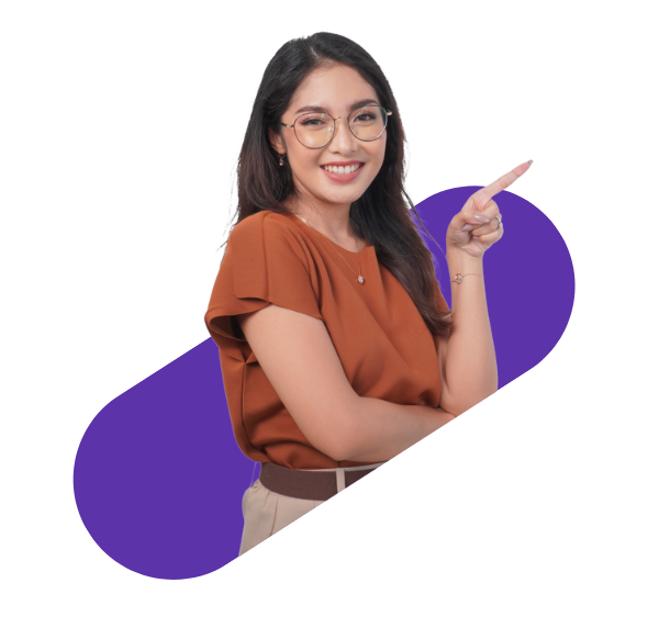 woman in profile pointing finger