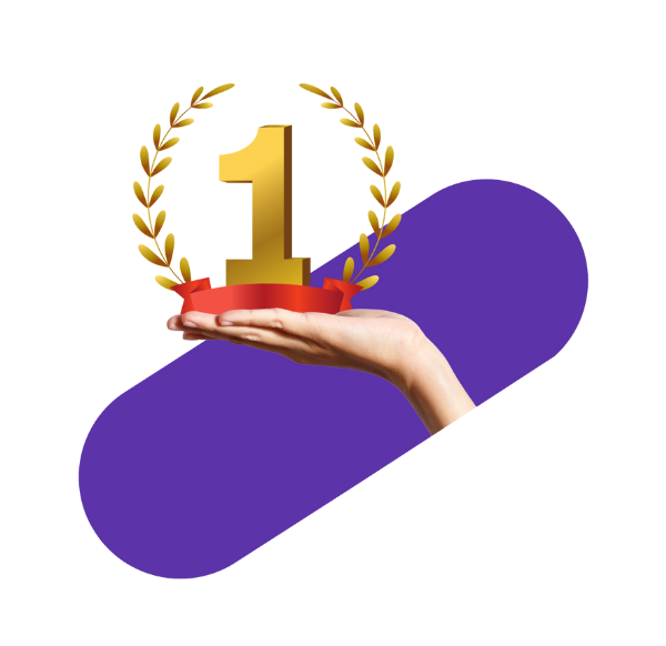 hand holding a prize representing the number "1"